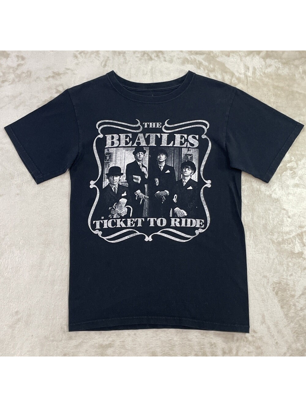 The Beatles “Ticket To Ride” Black Tee Shirt Mens Size S - Excellent Condition